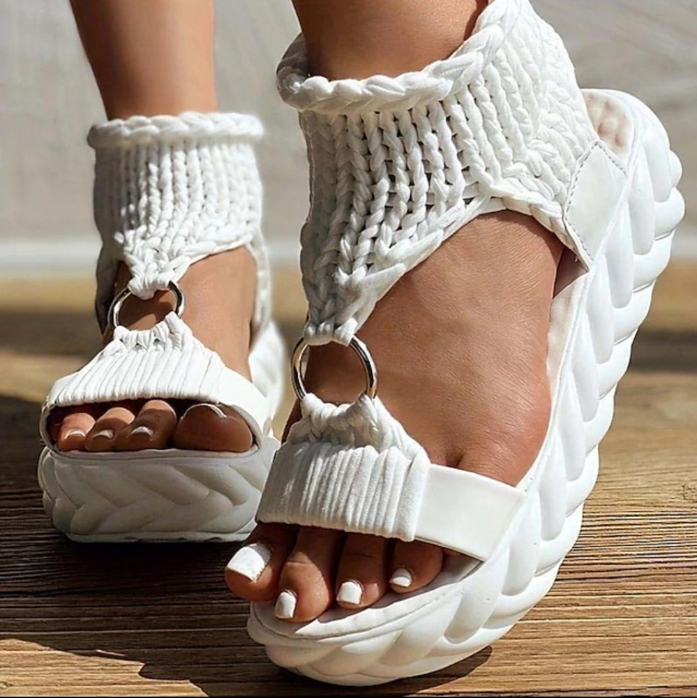 White Open toe platform sandals (brand new)